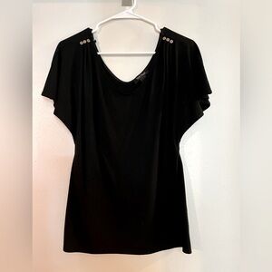 Cute basic black top with chrome button trim
